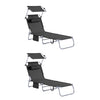 SoBuy | 2-er Set Sonnenliege mit Sonnendach | klappbare Gartenliege | Relaxstuhl für Gärten, Strände | Schwarz | OGS48-SCHx2