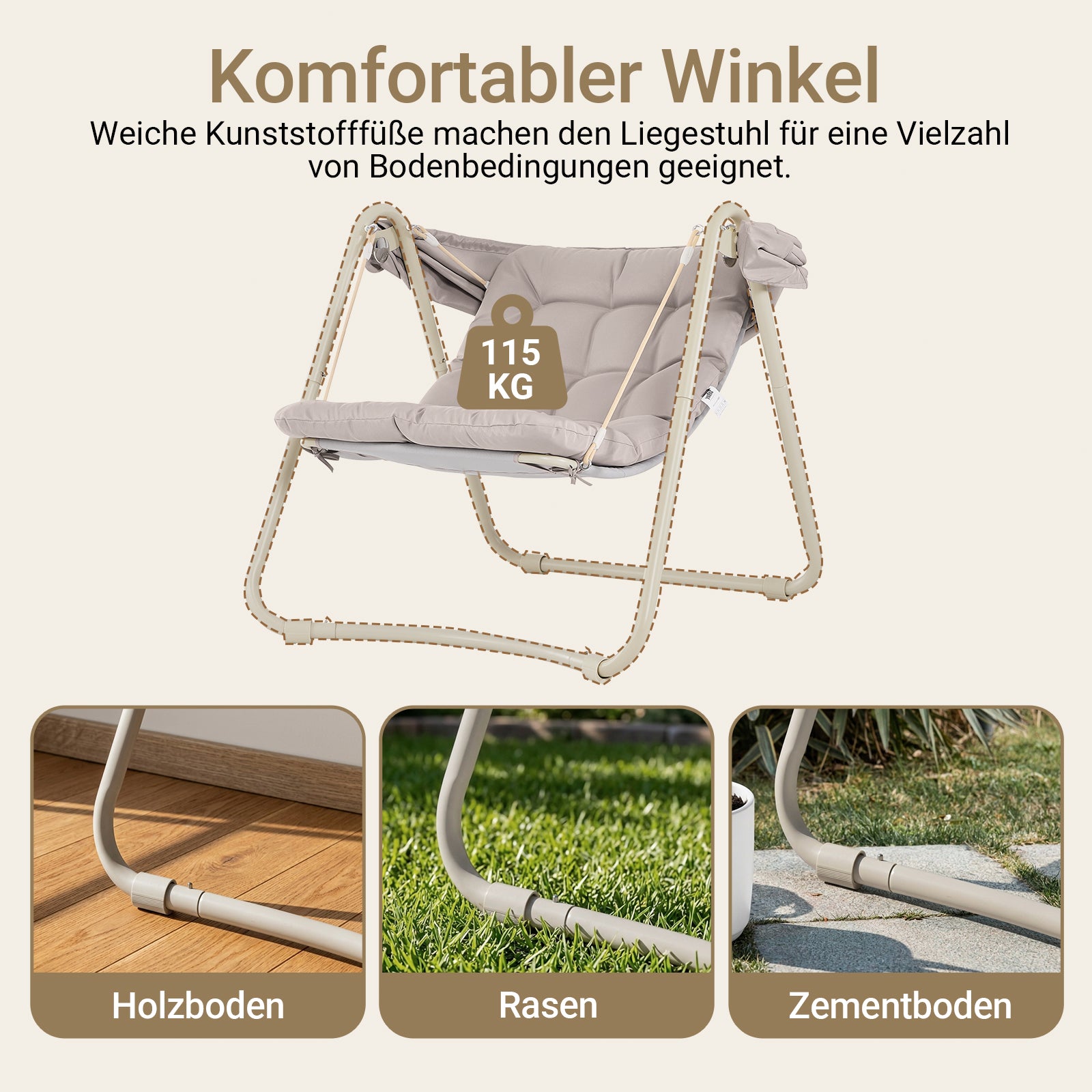 SoBuy Outdoor Hängesessel mit Sonnendach | Hängestuhl für Garten & Balkon Beige OGS62-MI