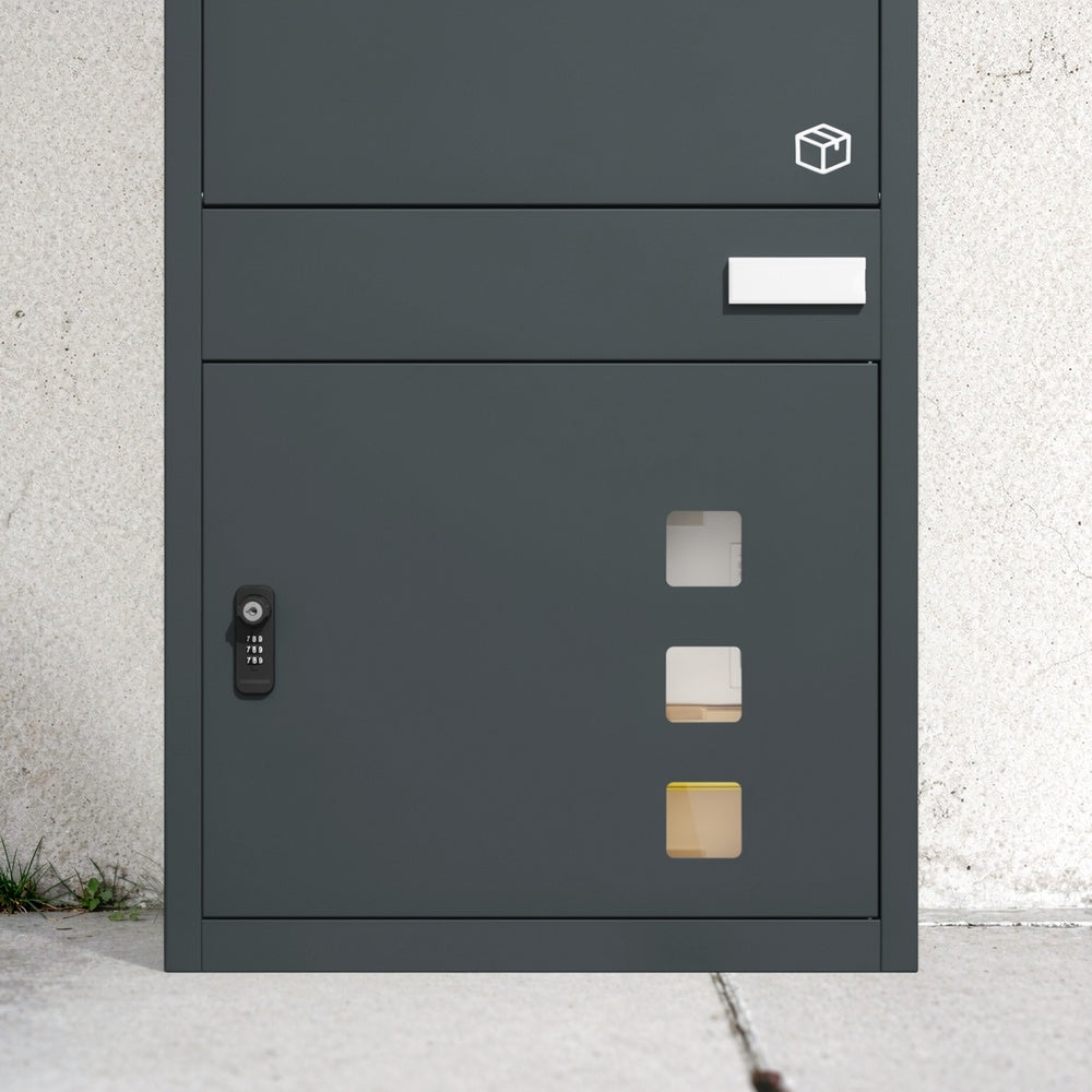 SoBuy Paketbox mit Briefkasten Paketbox XXL in Anthrazit mit Briefkasten Dunkelgrau OGS66-DG