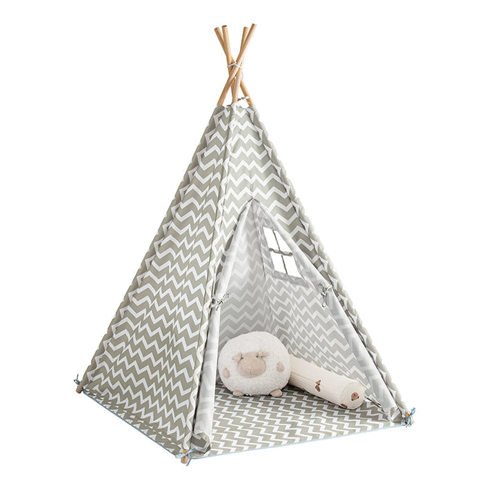 SoBuy Tipizelt Kinderzelt Indoor mit Tür und Fensterk Weiß/Grau  109x165x109cm OSS03 – SoBuy.de