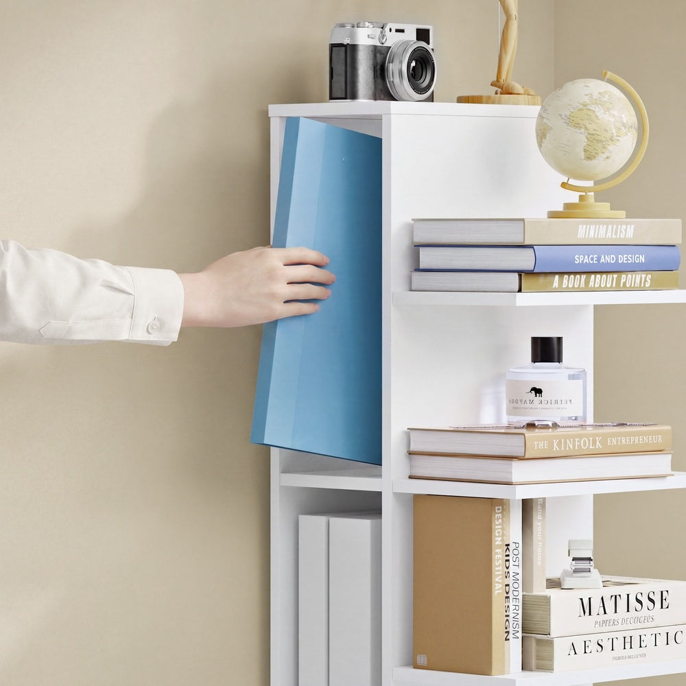 SoBuy | Regale & Bücherregale | Schmales Bücherregal Weiß mit 7 Fächern | Weiß | STR14-H-W