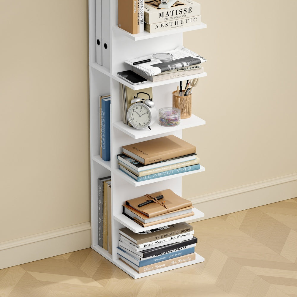 SoBuy | Regale & Bücherregale | Schmales Bücherregal Weiß mit 7 Fächern | Weiß | STR14-H-W