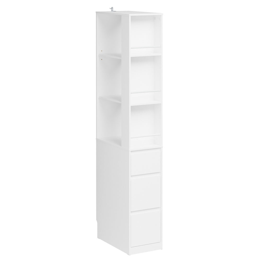 SoBuy Bücherregal Schmal für Nische & kleine Räume Weiß 28×50×170 cm STR15-W