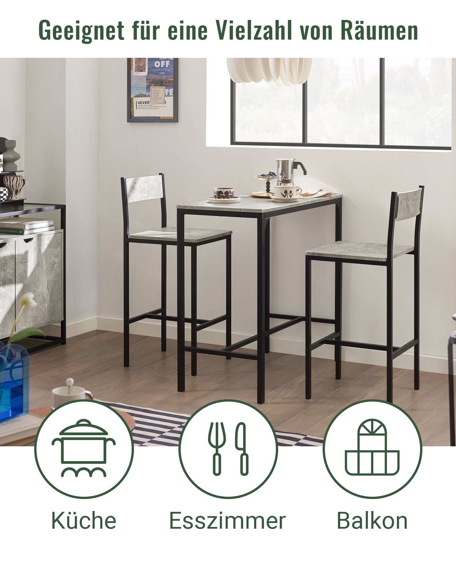 SoBuy | Bartisch mit 2 Hockern | Bartisch set | 3-teilig | OGT03-HG