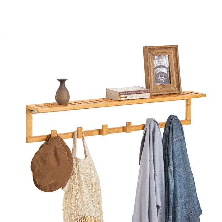 SoBuy Wandgarderobe mit 6 Kleiderhaken Bambus FHK06-N – SoBuy.de