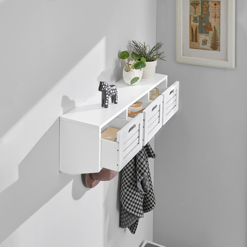 SoBuy | Wandgarderobe | Hängeregal | Flurgarderobe Weiß | FHK19-W