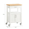 SoBuy Küchenwagen Servierwagen aus Kautschukholz Weiß-Natur 60x92x45cm FKW22-WN