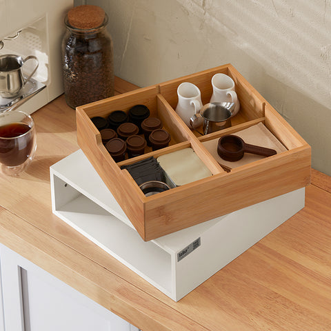 SoBuy | Kaffeekapsel Box | Aufbewahrungsbox | Schubladenbox Bambus | FRG179-WN