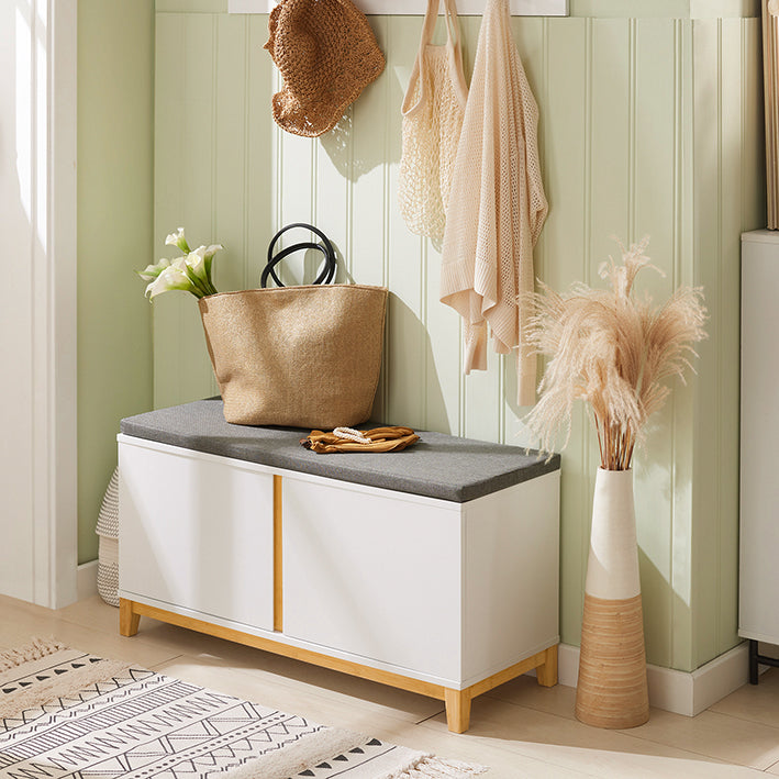Vorverkauf | SoBuy | Schuhbank mit Sitzfläche | Sitzbank | Dielenbank | Weiß | FSR117-W