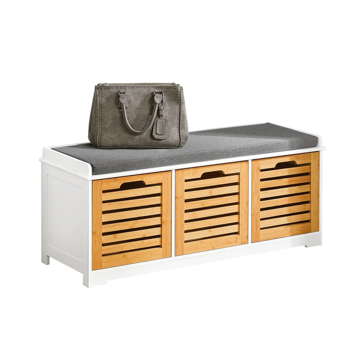 sitzkissen bambus Sitzbank mit Sitzkissen | Schuhtruhe | Sitzkommode | FSR23-WN