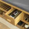 SoBuy | Sitzbank mit Sitzfläche | Schuhbank mit 2 Ablagen und Schublade | Bambus | FSR75-N
