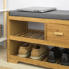 SoBuy | Sitzbank mit Sitzfläche | Schuhbank mit 2 Ablagen und Schublade | Bambus | FSR75-N