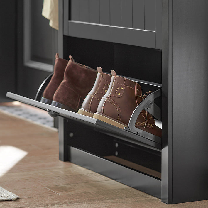 Vorverkauf | SoBuy | Schuhkipper | Schuhschrank mit 2 Klappen | Schuhkommode Schwarz | FSR87-SCH