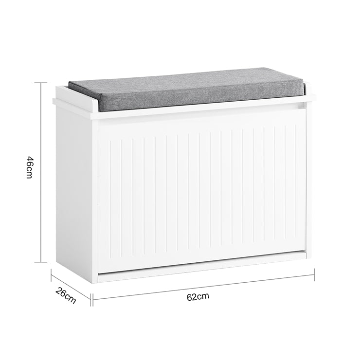SoBuy | Schuhkipper | Schuhbank mit Schuhfach | Sitzbank | Weiß | FSR98-W