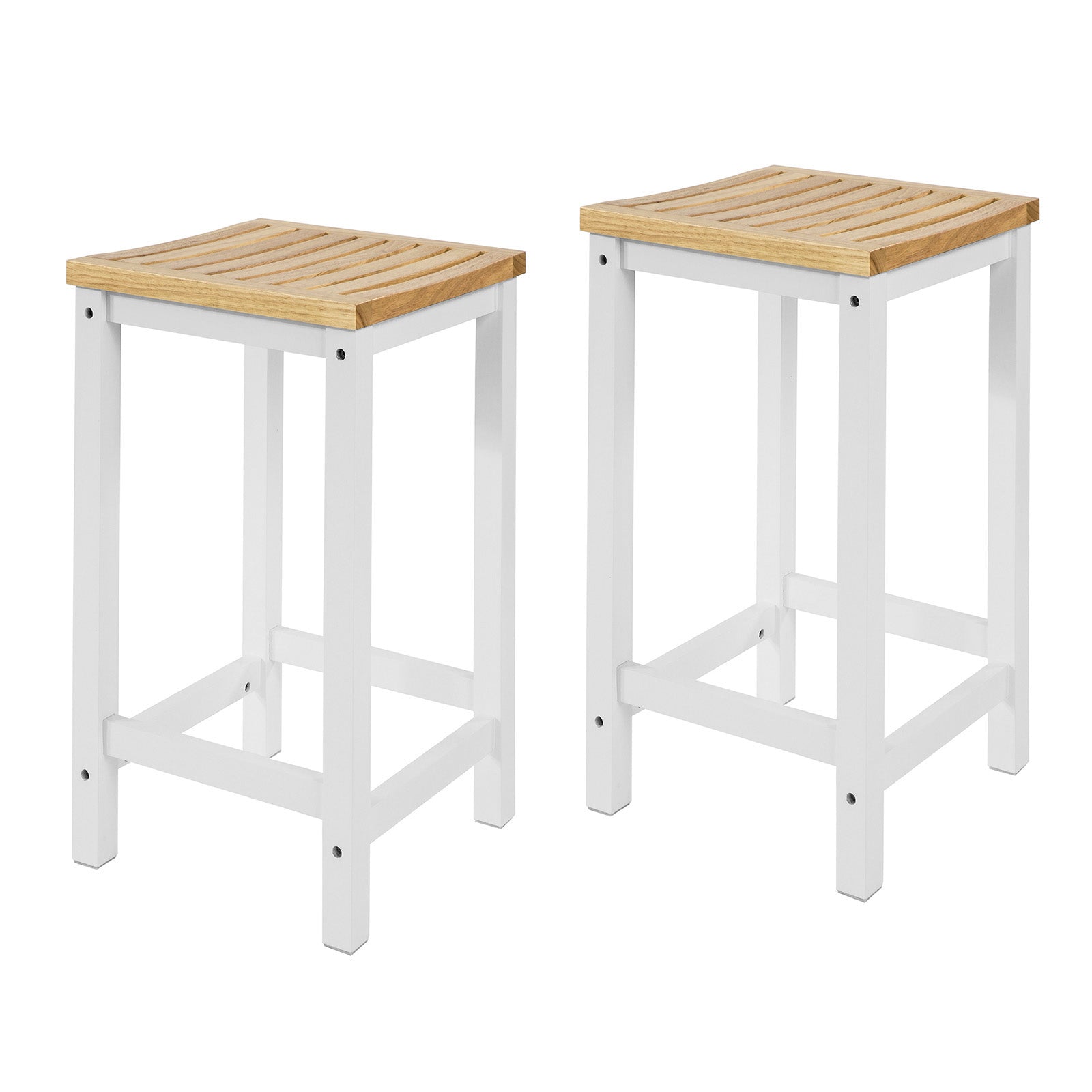SoBuy | 2er Set Hocker | Holzstuhl | Küchenstuhl | Sitzhöhe 61cm | FST29-WNx2