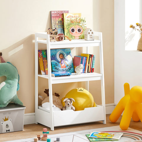SoBuy | Kinderbücherregal | Spielzeugregal | Aufbewahrungsregal für Kinder | KMB31-W