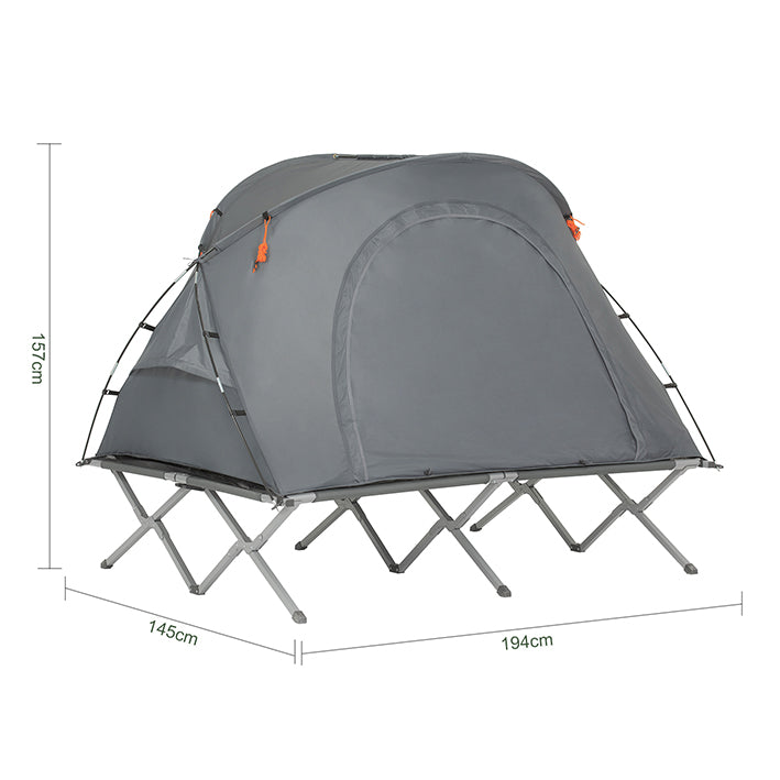 SoBuy 4in1-Zelt Campingzelt Feldbett 2 Personen Outdoor Grau 194x157x145cm OGS60-L-HG