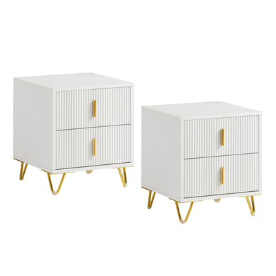 SoBuy | Nachttisch 2er Set | mit 2 Schubladen | Weiß | FBT115-WX2