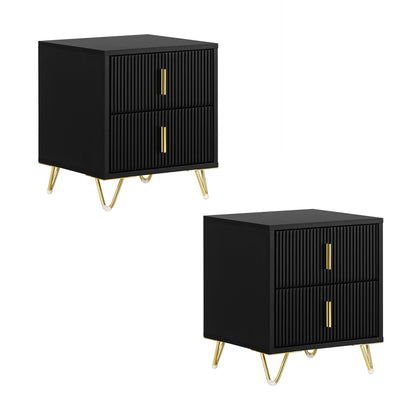 SoBuy | Nachttisch 2er Set Schwarz | mit 2 Schubladen | FBT115-SCHx2