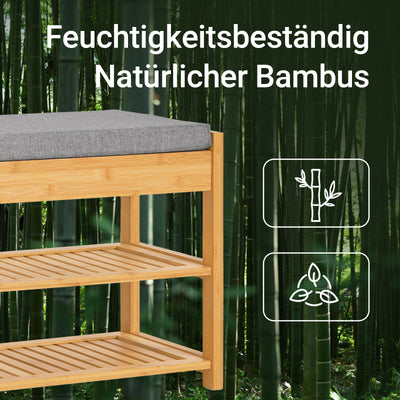 SoBuy Schuhbank Sitzbank mit Schuhregal 55cm Bambus FSR49-N –
