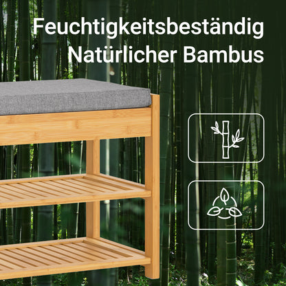 SoBuy | Schuhbank | Sitzbank mit Schuhregal | Breit 55cm Bambus | FSR49-N