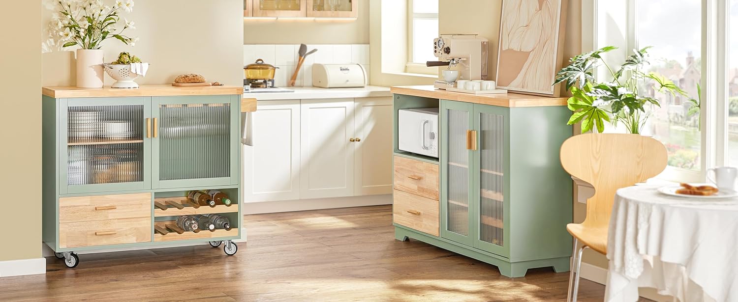 Vorverkauf | SoBuy | Sideboard mit 2 Glastüren | Küchenschrank | Flurschrank | Grün | FSB81-GR