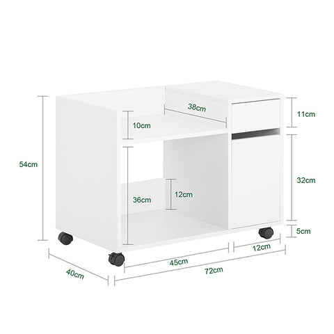 SoBuy | Aktenschrank  | Aktenschrankwagen | Druckertisch | Rollcontainer | Weiß | ASK02-W