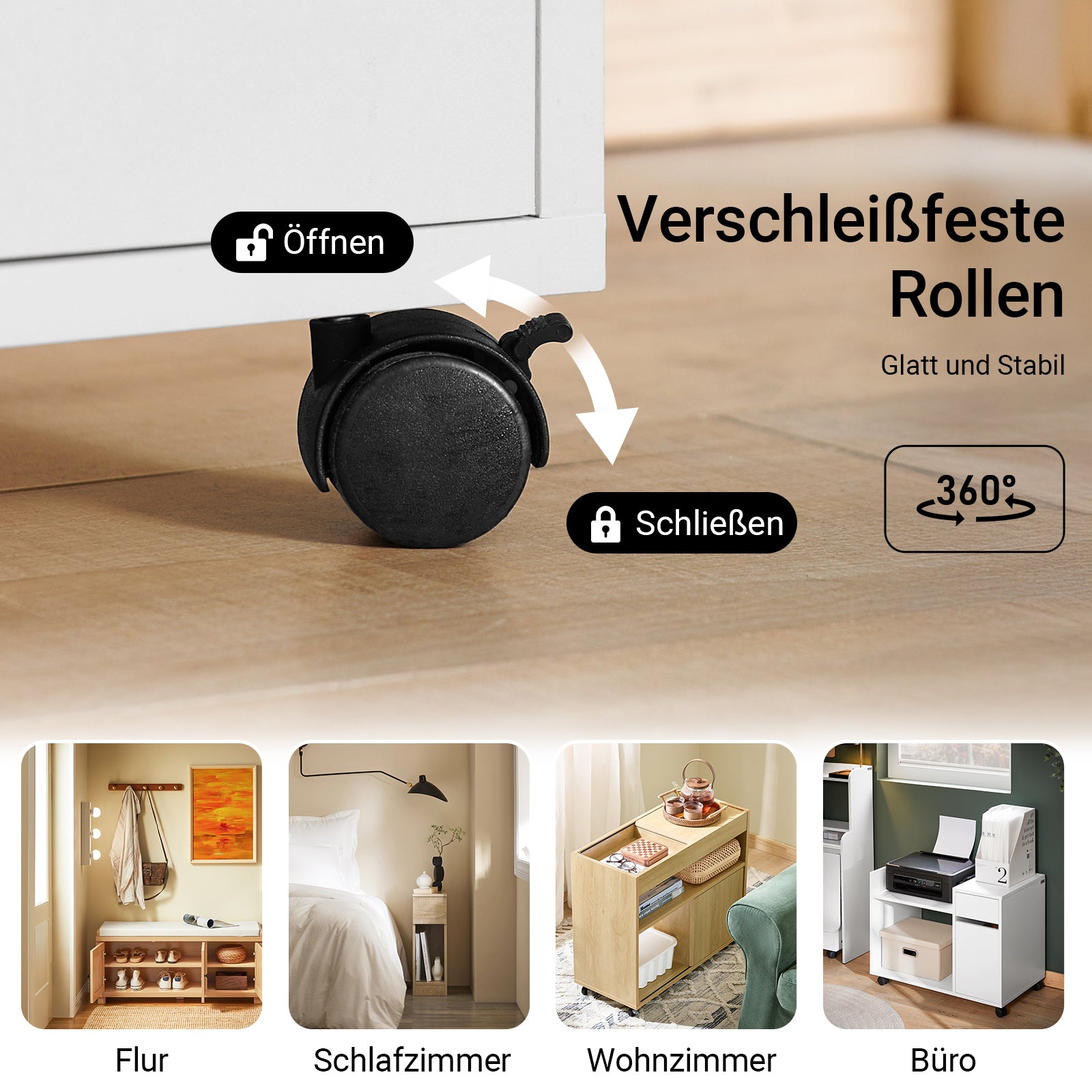 SoBuy | Aktenschrank  | Aktenschrankwagen | Druckertisch | Rollcontainer | Weiß | ASK02-W