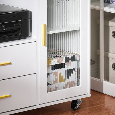 SoBuy | Sideboard auf Rollen | Küchenwagen | Mikrowellenschrank | Aufbewahrungsschrank | ASK09-W