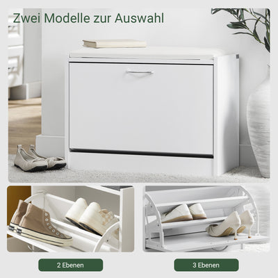 SoBuy | Schuhkipper | Schuhbank mit Schuhregal | Weiß | FSR16-W