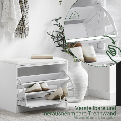 SoBuy | Schuhkipper | Schuhbank mit Schuhregal | Weiß | FSR16-W
