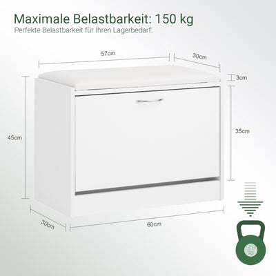 SoBuy | Schuhkipper | Schuhbank mit Schuhregal | Weiß | FSR16-W