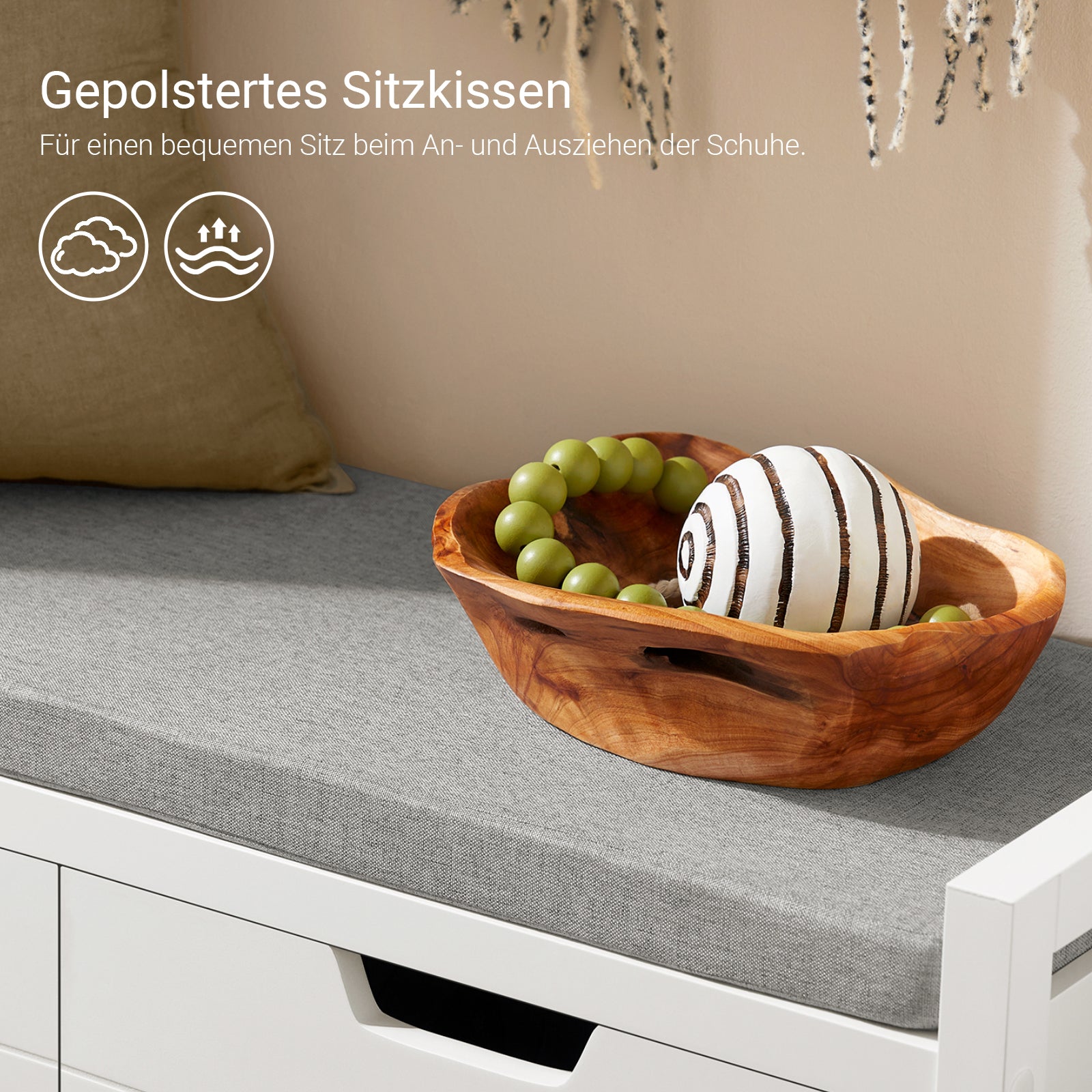 SoBuy | Sitzkommode | Sitzbank mit Sitzfläche | Schuhtruhe | Schuhschrank | Weiß | FSR63-II-W