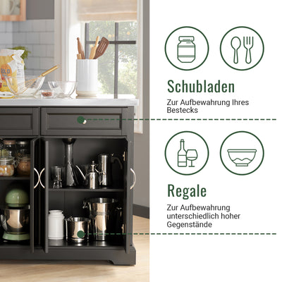 SoBuy | Kücheninsel | Küchenwagen mit erweiterbarer Arbeitsfläche | Küchenschrank Schwarz | FKW71-SCH