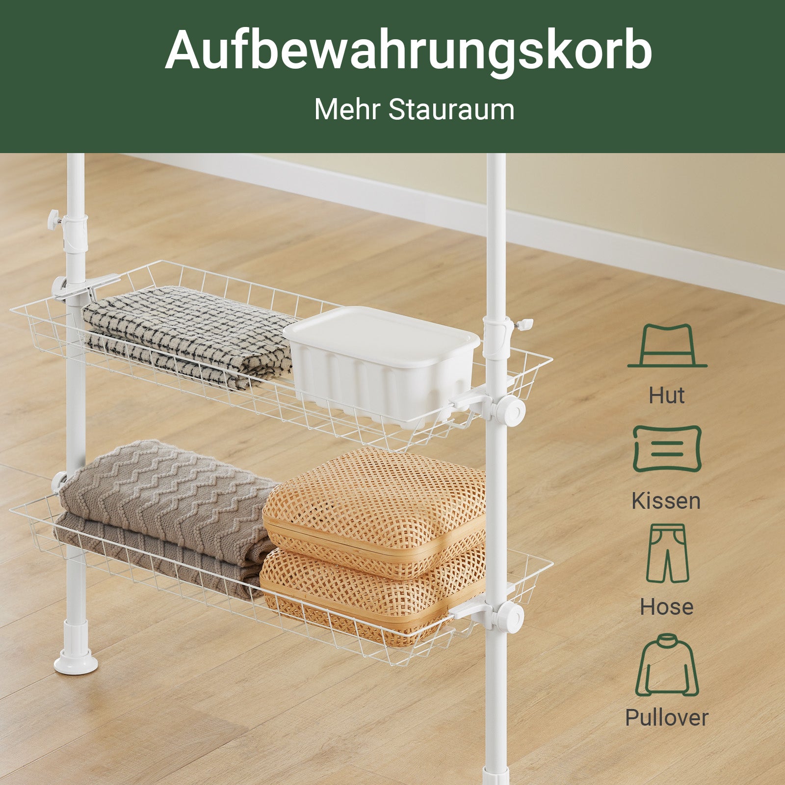 SoBuy | Teleskop Kleiderstange | Kleiderstangen System | Weiß | KLS04-II-W