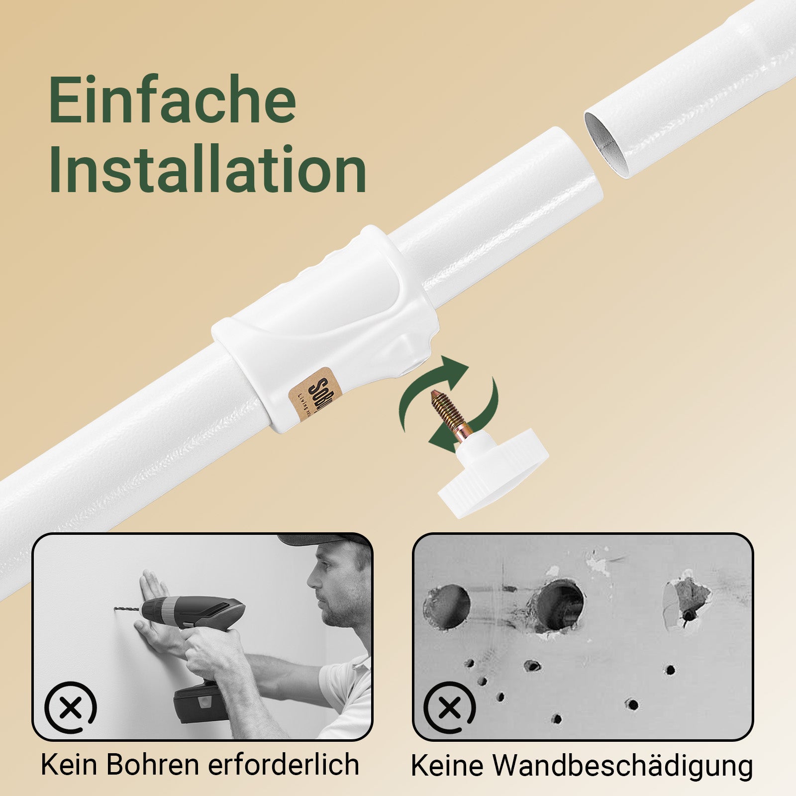 SoBuy | Teleskop Kleiderstange | Kleiderstangen System | Weiß | KLS04-II-W