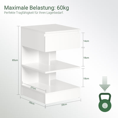 SoBuy | Nachttisch | Fürs Schlafzimmer | Beistelltisch | Kommode Weiß | FBT49-W