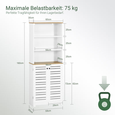 SoBuy | Badezimmer Hochschrank | Badschrank Weiß | Badezimmermöbel | BZR44-W