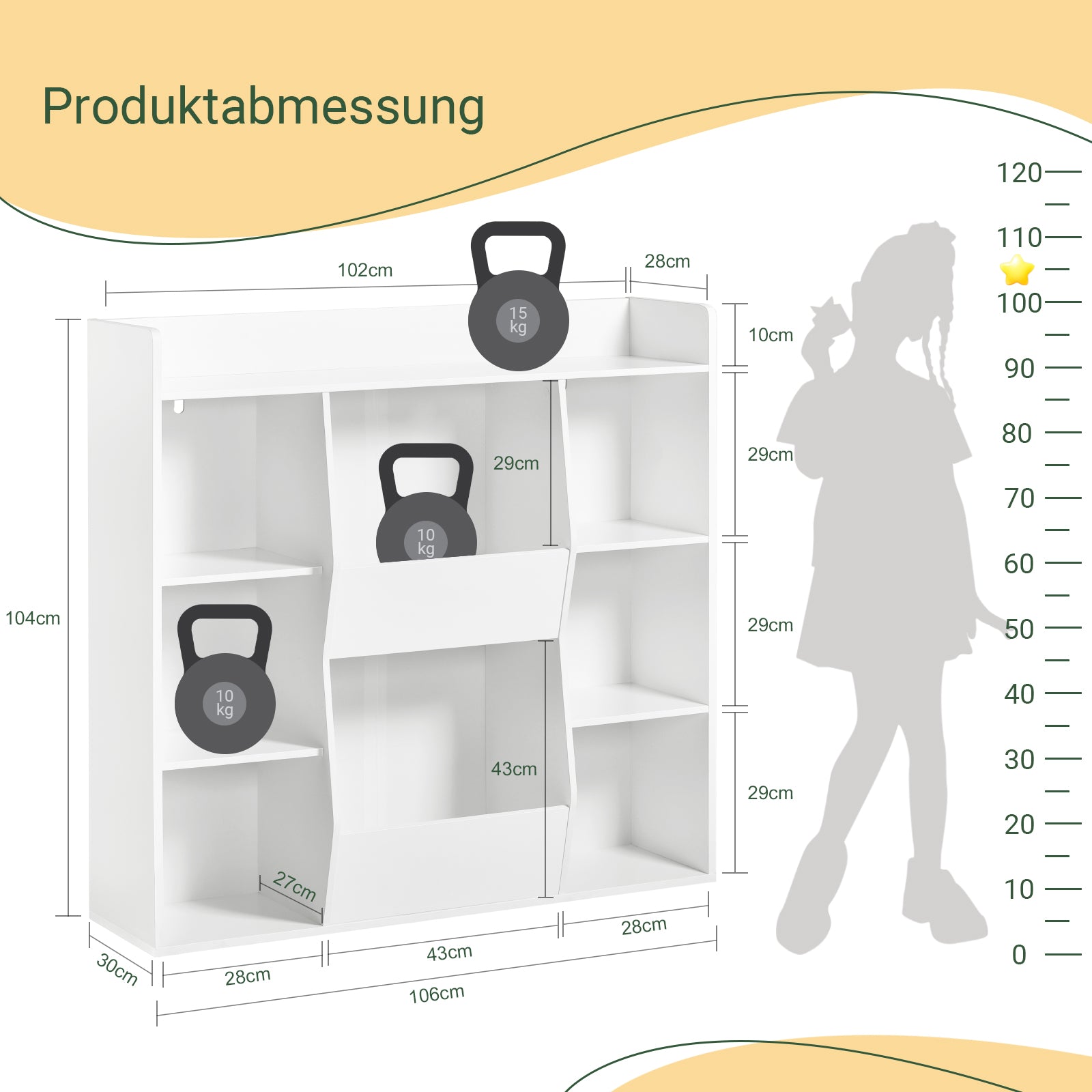 SoBuy | Kinderbücherregal | Spielzeugtruhe | Aufbewahrungsregal für Kinder | Weiß | KMB55-W