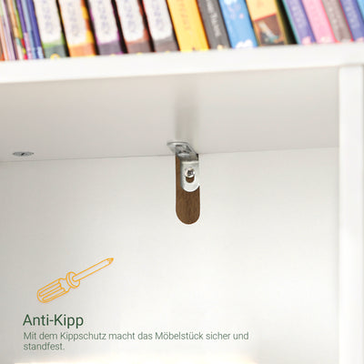 SoBuy | Kinderbücherregal | Spielzeugtruhe | Aufbewahrungsregal für Kinder | Weiß | KMB55-W