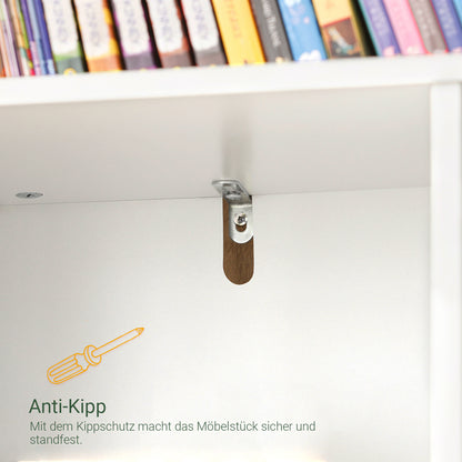 SoBuy | Kinderbücherregal | Spielzeugtruhe | Aufbewahrungsregal für Kinder | Weiß | KMB55-W