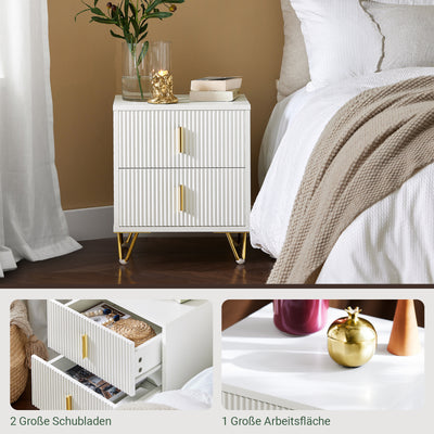 SoBuy | Nachttisch 2er Set | mit 2 Schubladen | Weiß | FBT115-WX2