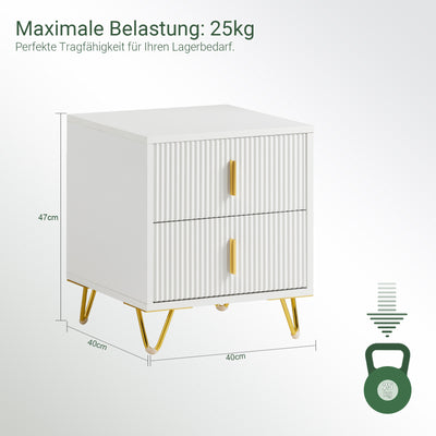 SoBuy | Nachttisch 2er Set | mit 2 Schubladen | Weiß | FBT115-WX2