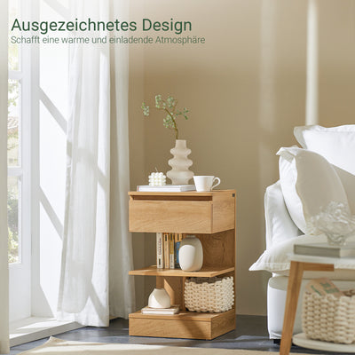 SoBuy Nachttisch Nachtschrank Beistelltisch | Kommode Natur