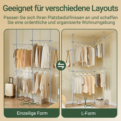 SoBuy | Teleskop Kleiderstange | Kleiderstangen System | Regalsystem | Hellgrau | KLS03-II-HG