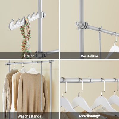 SoBuy | Teleskop Kleiderstange | Kleiderstangen System | Regalsystem | Hellgrau | KLS03-II-HG