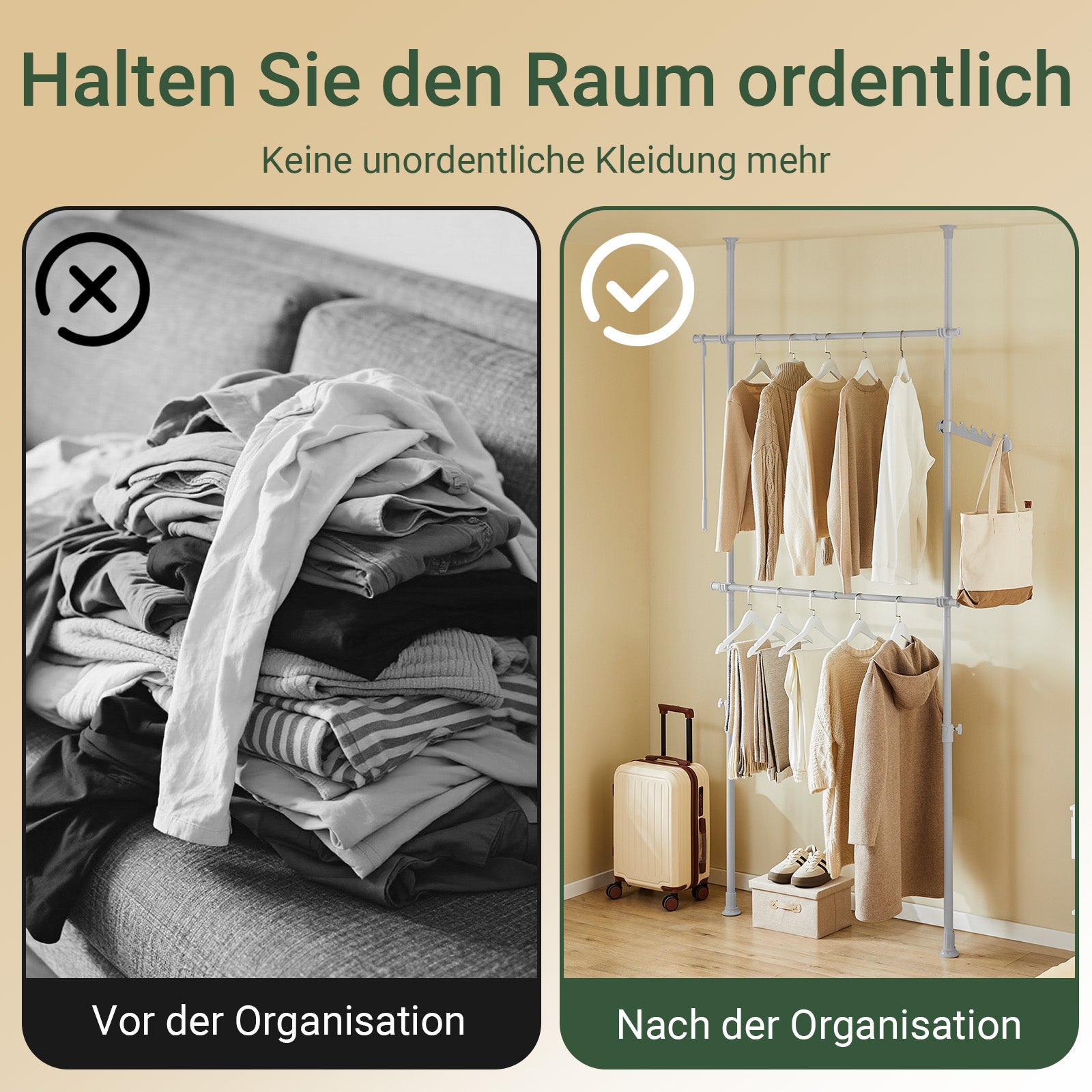 SoBuy | Teleskop Kleiderstange | Kleiderstangen System | Regalsystem | FRG109-II-HG