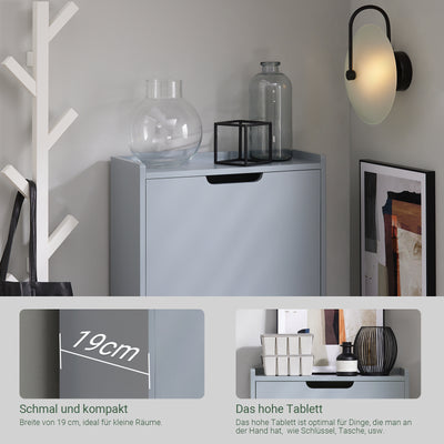 SoBuy | Schuhkipper mit 3 Klappen | Schuhschrank | Schuhkommode | Hellgrau | FSR151-H-HG