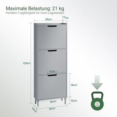 SoBuy | Schuhkipper mit 3 Klappen | Schuhschrank | Schuhkommode | Hellgrau | FSR151-H-HG