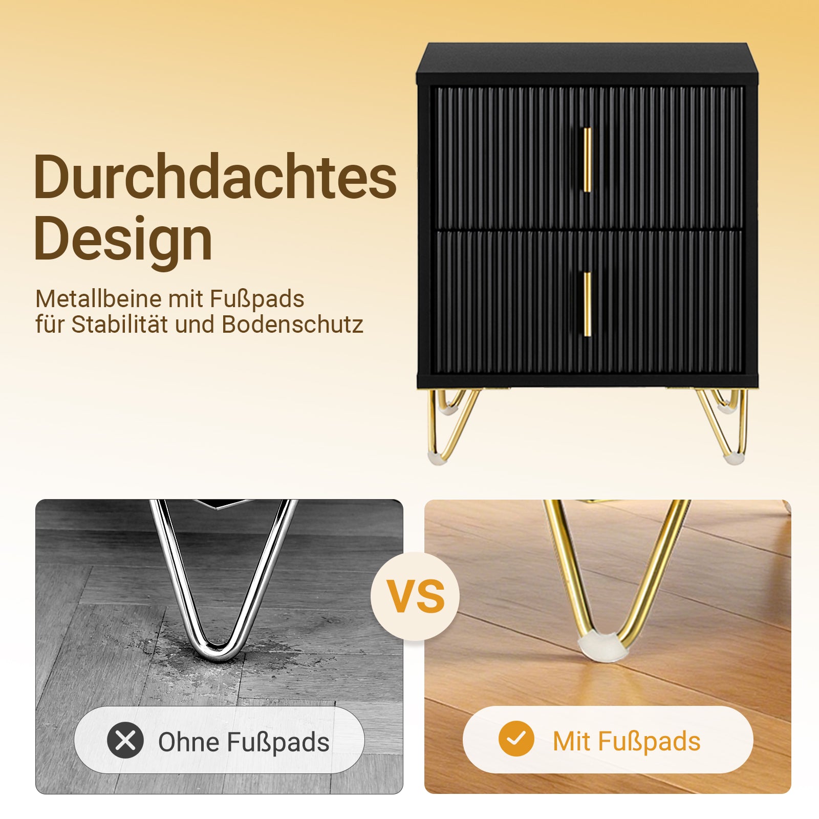 SoBuy | Nachttisch mit 2 Schubladen | Sofatisch | Beistelltisch | Schwarz | FBT115-SCH